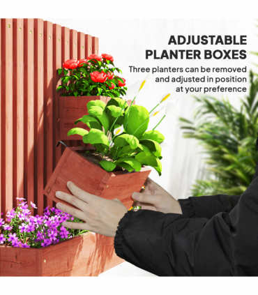 Outsunny Wooden Garden Planters with Trellis Wall-mounted Raised Garden Bed