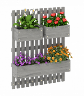 Outsunny Wooden Garden Planters with Trellis Wall-mounted Raised Garden Bed