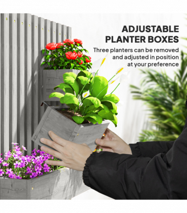 Outsunny Wooden Garden Planters with Trellis Wall-mounted Raised Garden Bed
