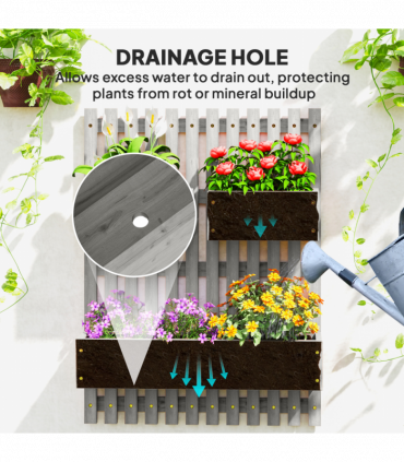 Outsunny Wooden Garden Planters with Trellis Wall-mounted Raised Garden Bed