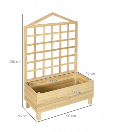Outsunny Wooden Garden Planters with Trellis for Vine Climbing Plants, Natural
