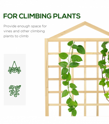 Outsunny Wooden Garden Planters with Trellis for Vine Climbing Plants, Natural