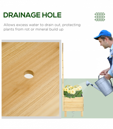 Outsunny Wooden Garden Planters with Trellis for Vine Climbing Plants, Natural