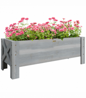 Outsunny Wooden Garden Raised Bed Planter Grow Containers Pot, 100x36.5x36cm