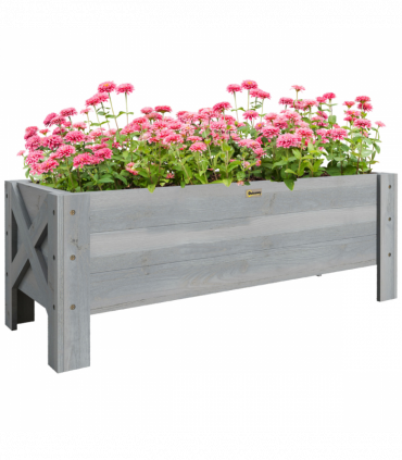 Outsunny Wooden Garden Raised Bed Planter Grow Containers Pot, 100x36.5x36cm