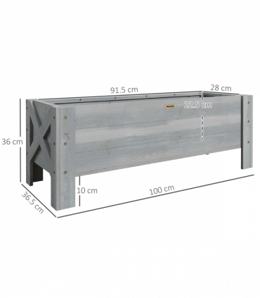 Outsunny Wooden Garden Raised Bed Planter Grow Containers Pot, 100x36.5x36cm