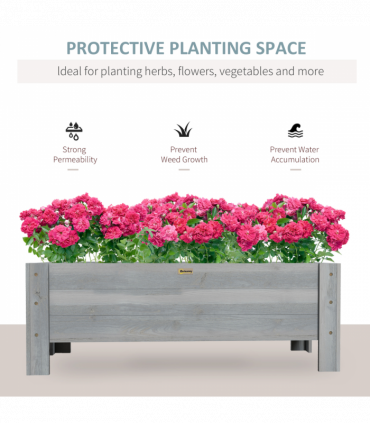 Outsunny Wooden Garden Raised Bed Planter Grow Containers Pot, 100x36.5x36cm