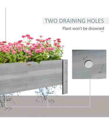 Outsunny Wooden Garden Raised Bed Planter Grow Containers Pot, 100x36.5x36cm