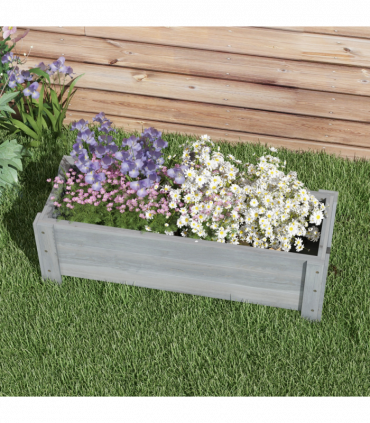 Outsunny Wooden Garden Raised Bed Planter Grow Containers Pot, 100x36.5x36cm