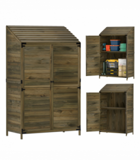 Outsunny Wooden Garden Storage Shed w/Double Doors and Shelves, Green