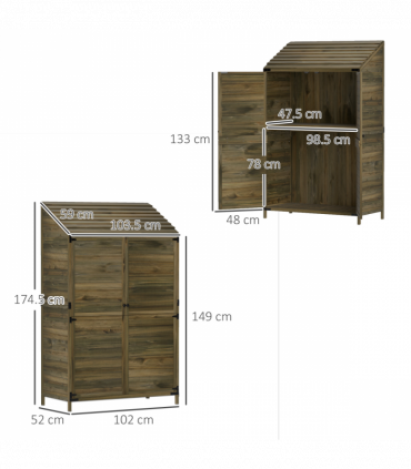 Outsunny Wooden Garden Storage Shed w/Double Doors and Shelves, Green