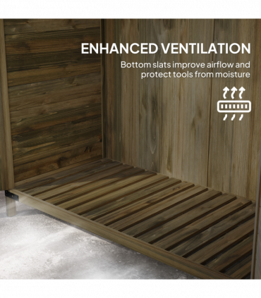 Outsunny Wooden Garden Storage Shed w/Double Doors and Shelves, Green