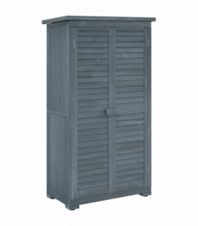 Outsunny Wooden Garden Storage Shed, 3 Shelves Tool Cabinet, Grey