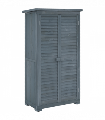 Outsunny Wooden Garden Storage Shed, 3 Shelves Tool Cabinet, Grey