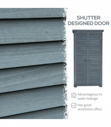 Outsunny Wooden Garden Storage Shed, 3 Shelves Tool Cabinet, Grey