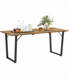 Outsunny Wooden Garden Table for 6 with 5cm Parasol Hole for Balcony Terrace