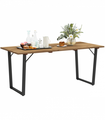 Outsunny Wooden Garden Table for 6 with 5cm Parasol Hole for Balcony Terrace