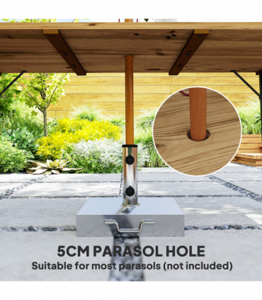 Outsunny Wooden Garden Table for 6 with 5cm Parasol Hole for Balcony Terrace
