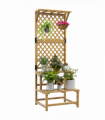 Outsunny Wooden Plant Stand with Trellis for Climbing Plants, Yellow