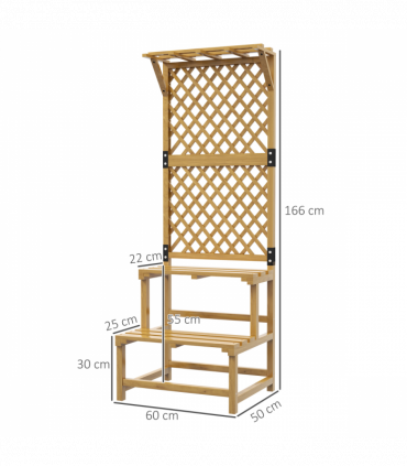 Outsunny Wooden Plant Stand with Trellis for Climbing Plants, Yellow