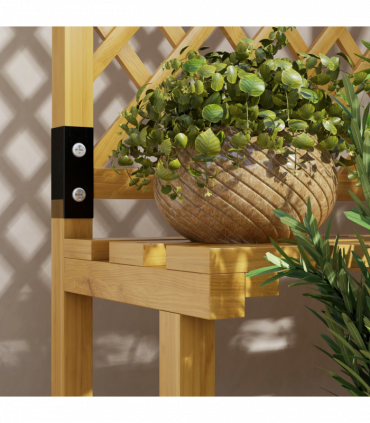 Outsunny Wooden Plant Stand with Trellis for Climbing Plants, Yellow