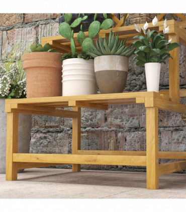 Outsunny Wooden Plant Stand with Trellis for Climbing Plants, Yellow
