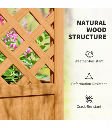 Outsunny Wooden Raised Garden Bed, Trellis Planter w/ Trellis, Fabric Liner