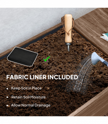 Outsunny Wooden Raised Planter with Lockable Wheels, Liner, Carbonised