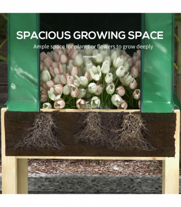 Outsunny Wooden Raised Planter with PE Greenhouse Cover and Bed Liner