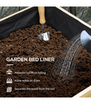 Outsunny Wooden Raised Planter, Garden Bed with Greenhouse Cover and Bed Liner