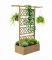 Outsunny Wooden Trellis Planter, Raised Garden Bed for Climbing Plants, Natural