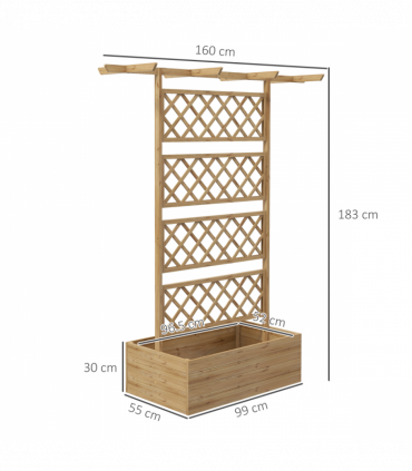 Outsunny Wooden Trellis Planter, Raised Garden Bed for Climbing Plants, Natural