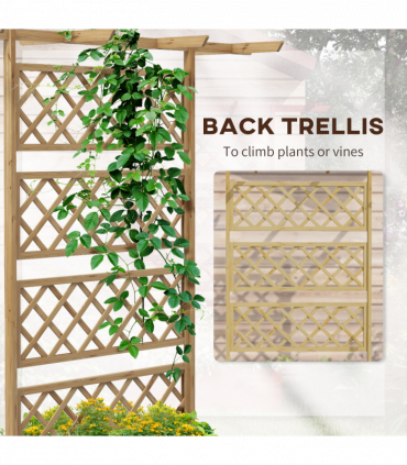 Outsunny Wooden Trellis Planter, Raised Garden Bed for Climbing Plants, Natural