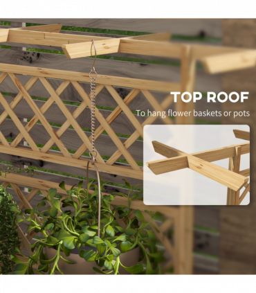 Outsunny Wooden Trellis Planter, Raised Garden Bed for Climbing Plants, Natural