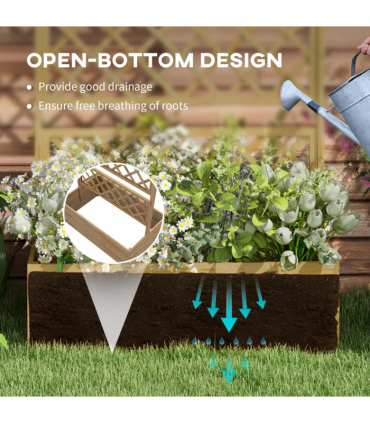 Outsunny Wooden Trellis Planter, Raised Garden Bed for Climbing Plants, Natural
