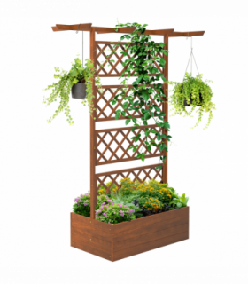 Outsunny Wooden Trellis Planter, Raised Garden Bed for Climbing Plants, Orange