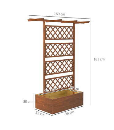 Outsunny Wooden Trellis Planter, Raised Garden Bed for Climbing Plants, Orange