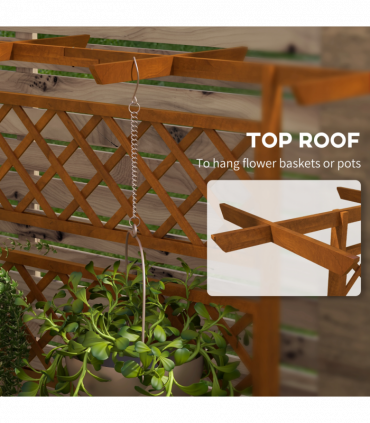 Outsunny Wooden Trellis Planter, Raised Garden Bed for Climbing Plants, Orange