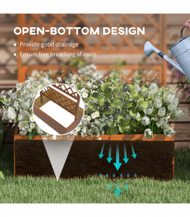 Outsunny Wooden Trellis Planter, Raised Garden Bed for Climbing Plants, Orange