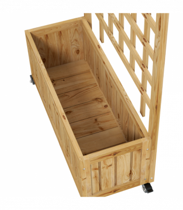 Outsunny Wooden Trellis Planter, Raised Garden Bed with Wheels and Bed Liner