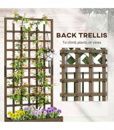 Outsunny Wooden Trellis Planter, Raised Garden Bed with Wheels and Bed Liner