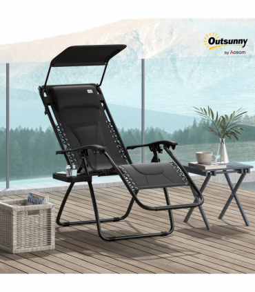 Outsunny Zero Gravity Lounger Chair, Folding Reclining Chair, Black