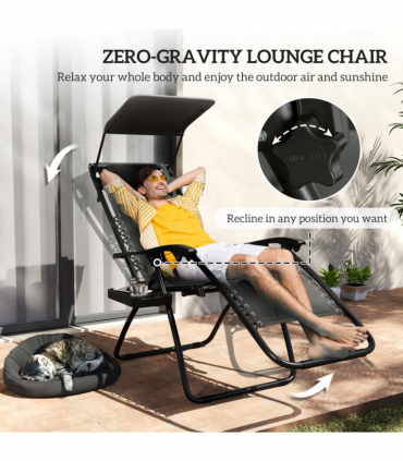Outsunny Zero Gravity Lounger Chair, Folding Reclining Chair, Black