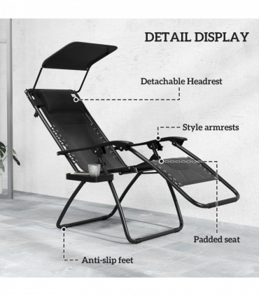 Outsunny Zero Gravity Lounger Chair, Folding Reclining Chair, Black