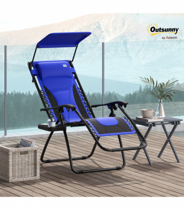 Outsunny Zero Gravity Lounger Chair, Folding Reclining Chair, Blue