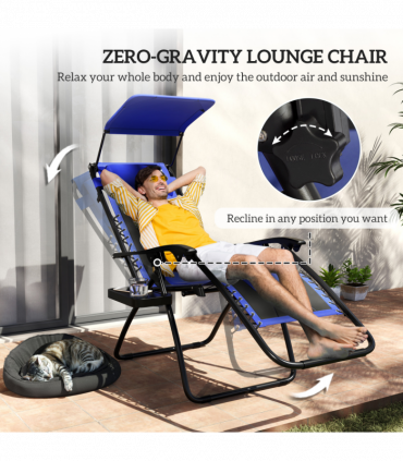 Outsunny Zero Gravity Lounger Chair, Folding Reclining Chair, Blue
