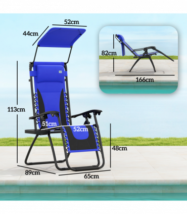 Outsunny Zero Gravity Lounger Chair, Folding Reclining Chair, Blue