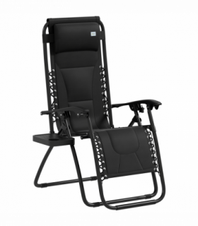 Outsunny Zero Gravity Lounger Folding Recliner Chair w/ Cup Holder Black