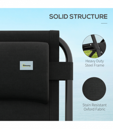 Outsunny Zero Gravity Lounger Folding Recliner Chair w/ Cup Holder Black