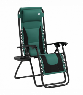 Outsunny Zero Gravity Lounger Folding Recliner Chair w/ Cup Holder Green